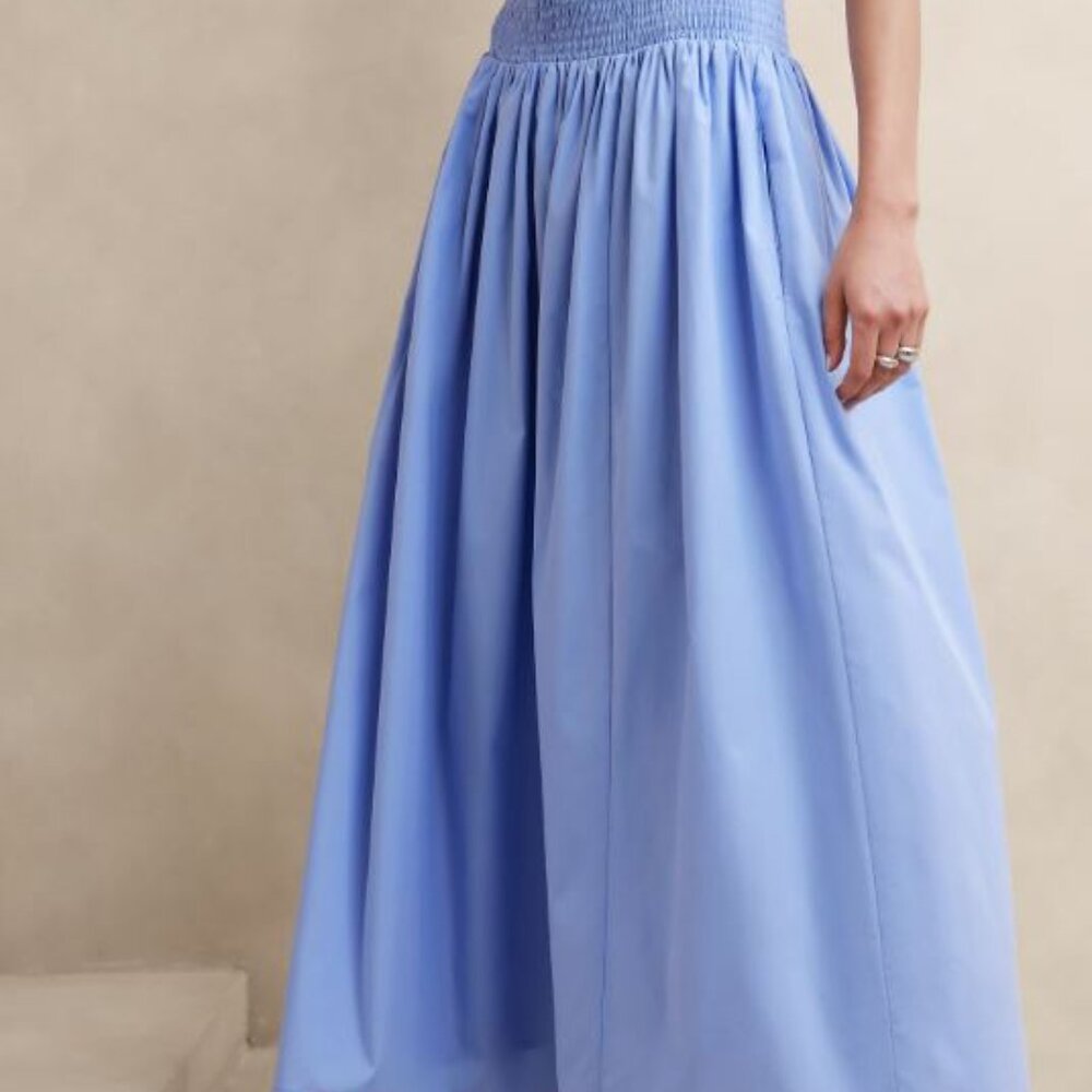 Banana Republic Smocked Light Blue Maxi Skirt